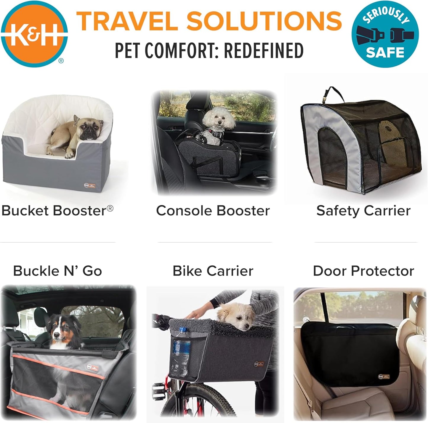 Pet Products Travel Safety Carrier for Pets, Dog Crate for Car Travel, Dog Soft-Sided Carrier for Large Dogs, Portable Car Seat Kennel, Gray/Black Large 29.5 X 22 X 25.5 Inches